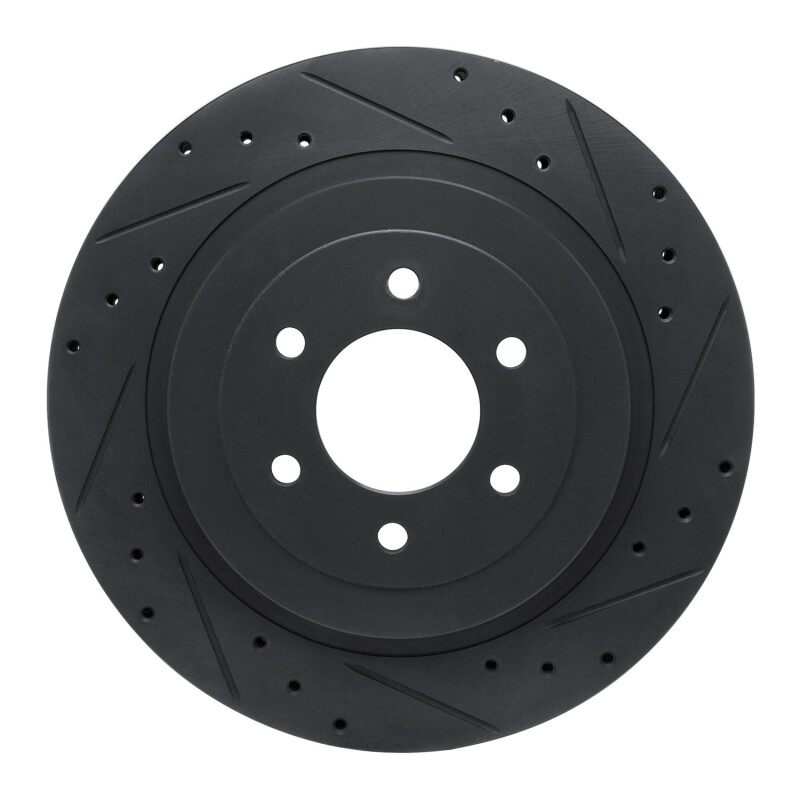 Dodge Viper Brake Rotor (1) - Rear Right - R1 Concepts - Drilled & Slotted - Black - `92-`02